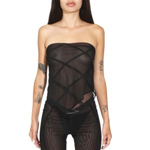 Sami Miro seam scarf top in black mesh (small- never worn)